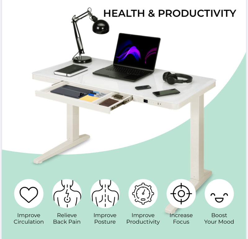E-Max Electric Height Adjustable Desk White (Glass Top) – Purus Life - image 11