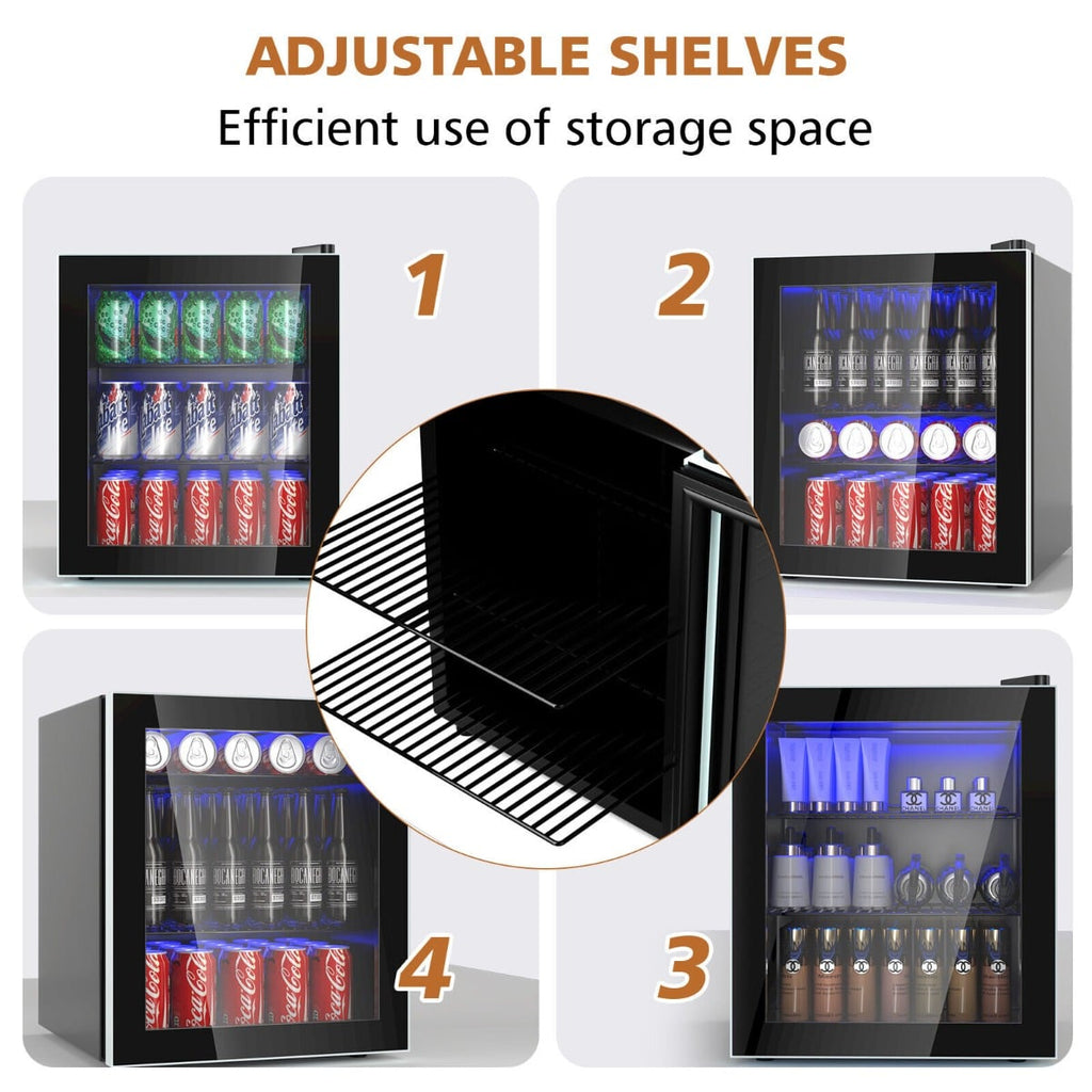 46L Mini Fridge Beverage Cooler Refrigerator Low Noise Drink Dispenser Machine