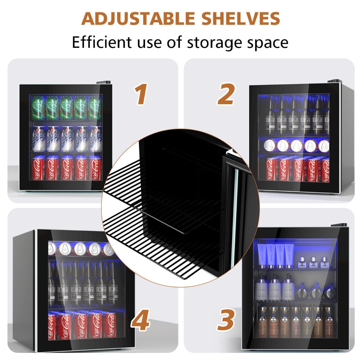 46L Mini Fridge Beverage Cooler Refrigerator Low Noise Drink Dispenser Machine
