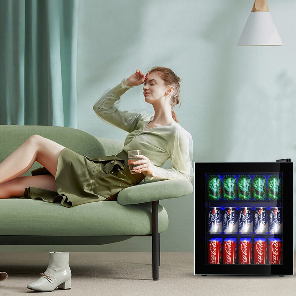 46L Mini Fridge Beverage Cooler Refrigerator Low Noise Drink Dispenser Machine