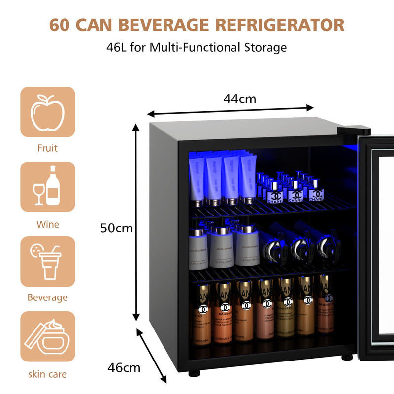 46L Mini Fridge Beverage Cooler Refrigerator Low Noise Drink Dispenser Machine