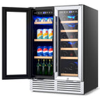 2-Door Dual Zone Beverage Wine Fridge with Auto Defrost Function