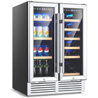 2-Door Dual Zone Beverage Wine Fridge with Auto Defrost Function