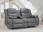 Luxurious Galaxy Tech Electric Recliner 2-Seater Grey Leather Sofa with USB - image 1