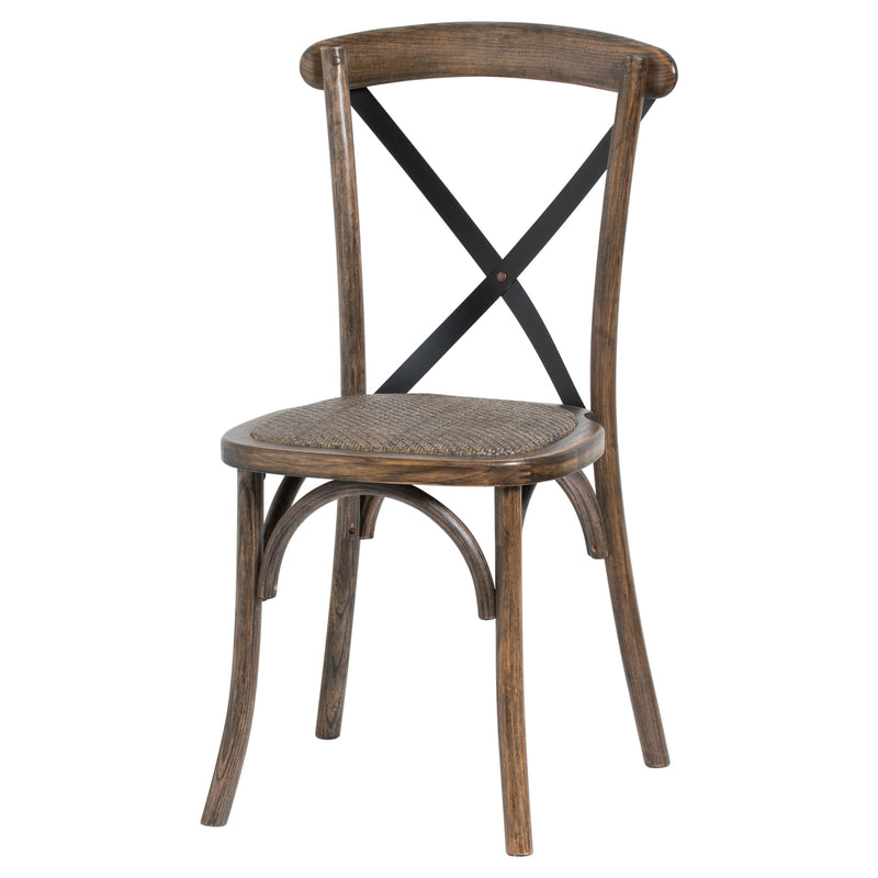 Cross Back Dining Chair – Brown – image 2