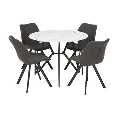 Weston White Marble Effect Round Dining Table