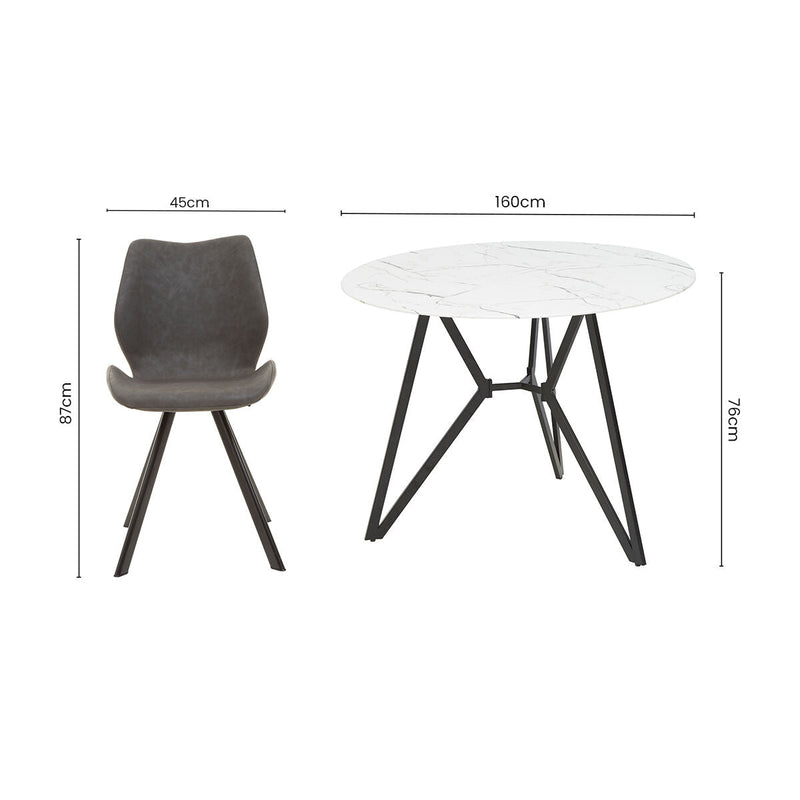 Weston White Marble Effect Round Dining Table