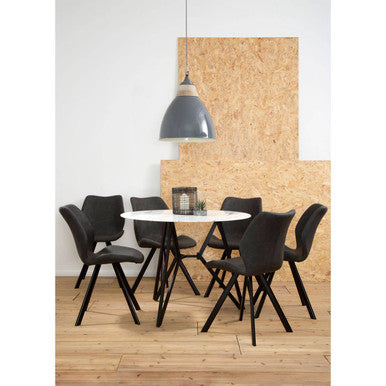 Weston White Marble Effect Round Dining Table