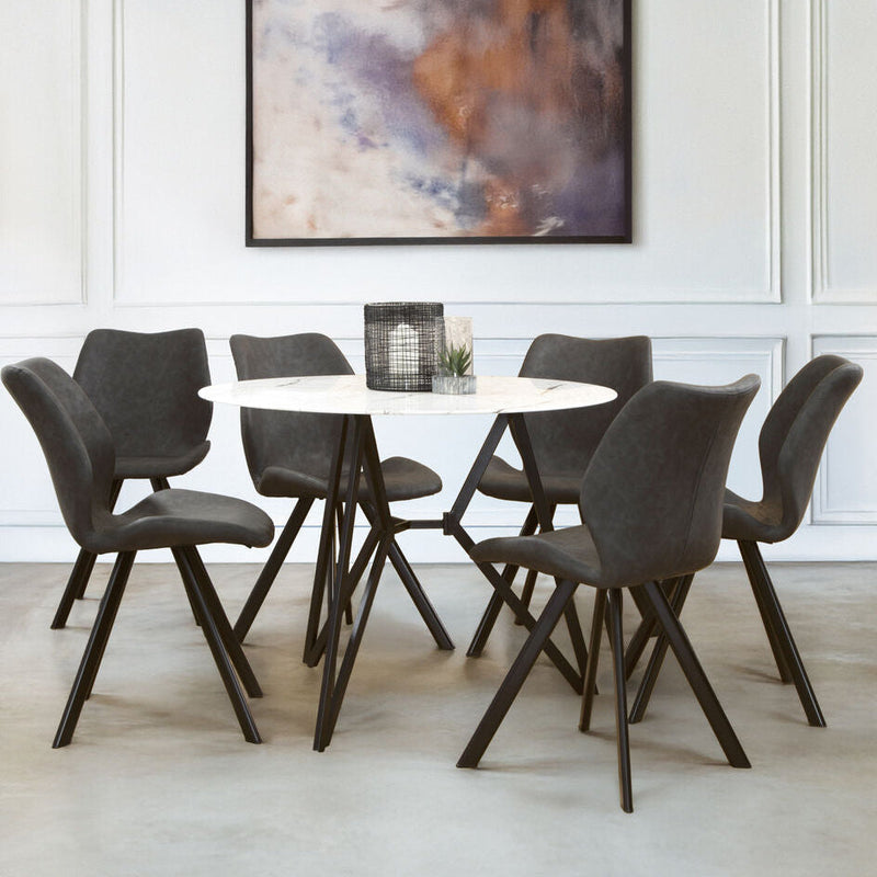 Weston White Marble Effect Round Dining Table