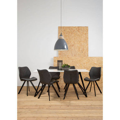Weston White Marble Effect Rectangular Dining Table 