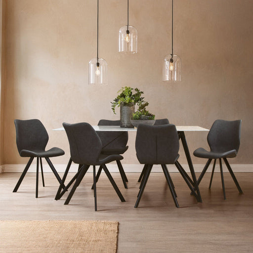 Weston White Marble Effect Rectangular Dining Table 