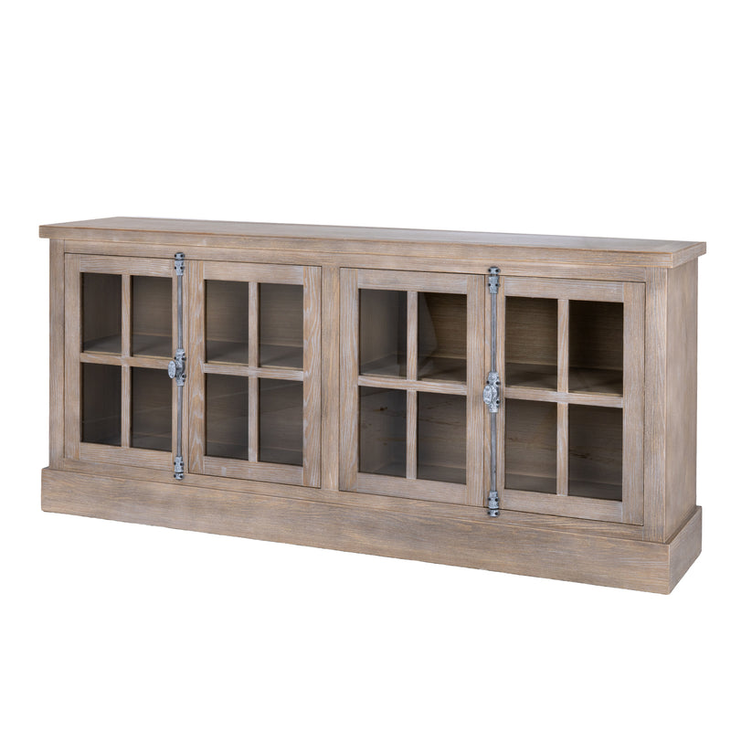 Haldon Collection 4 Door Glazed Sideboard – Brown – image 1