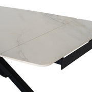Romanby Stone Extending Dining Table – White – image 4