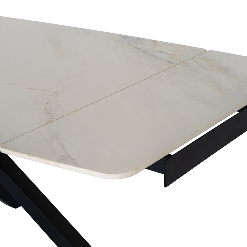 Romanby Stone Extending Dining Table – White – image 4