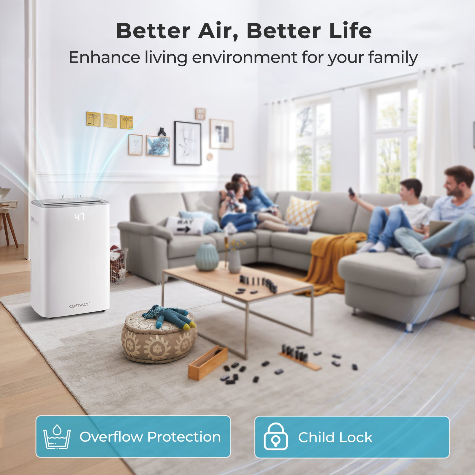 24 L Energy Efficient Dehumidifier with Auto Drain or Manual Drainage