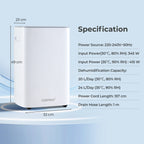 24 L Energy Efficient Dehumidifier with Auto Drain or Manual Drainage