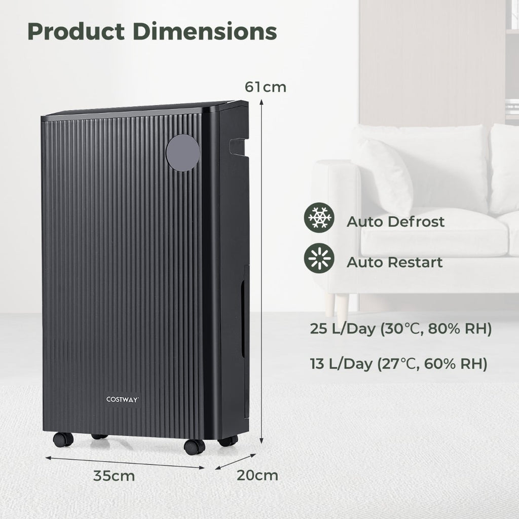 25L/D Dehumidifier for Home with 4 Modes 3-Color Indicator 24H Timer