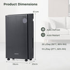 25L/D Dehumidifier for Home with 4 Modes 3-Color Indicator 24H Timer