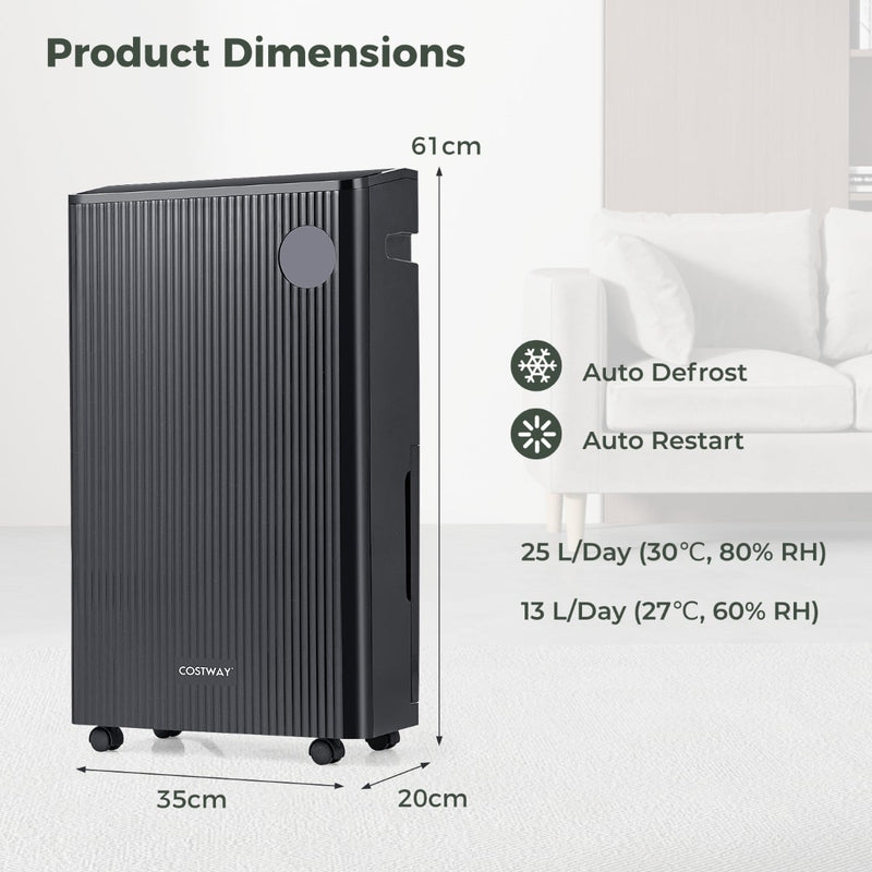 25L/D Dehumidifier for Home with 4 Modes 3-Color Indicator 24H Timer