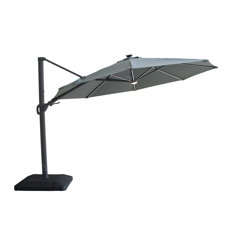Maze Aramis Solar LED 3.5m Round Cantilever Parasol - patio setting