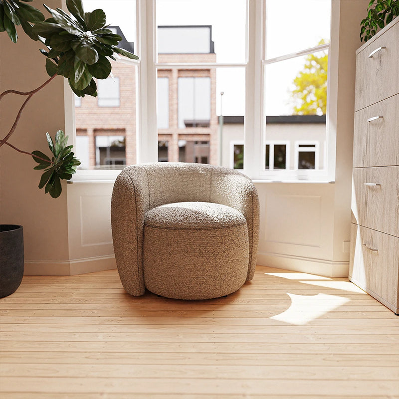 Phoebe Swivel Accent Chair - Cream Boucle