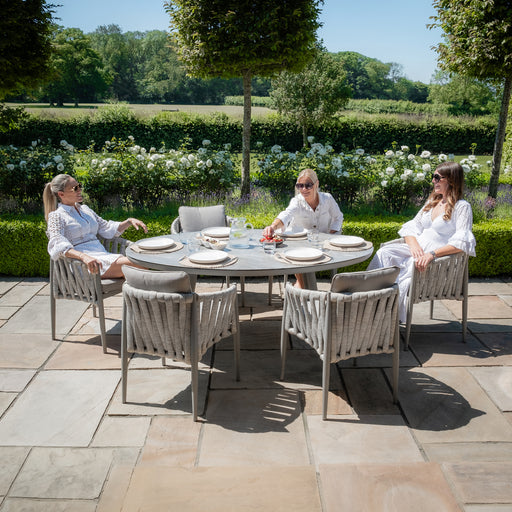 Maze Milan Rope Weave 6 Seat Oval Dining Set - Cool Linen