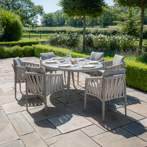 Maze Milan 6 Seat Oval Dining Set - Cool Linen, angle view