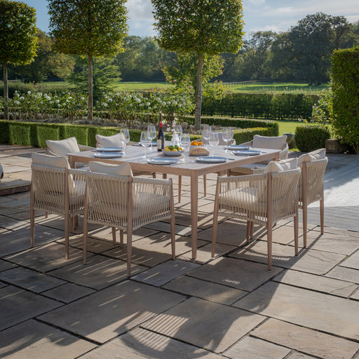 Maze Havana Rope Weave 8 Seat Square Dining Set - Natural Linen