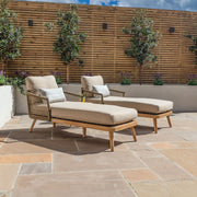 Maze Bali Rope Weave Double Sunlounger Set with Small Square Coffee Table