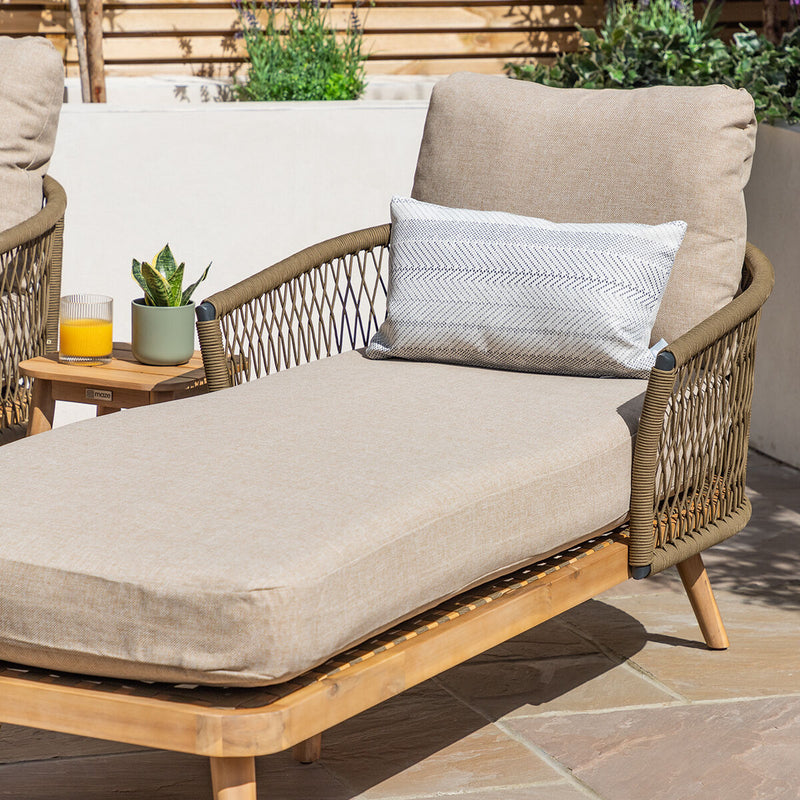 Maze - Bali Rope Weave Double Sunlounger Set with Small Square Coffee Table