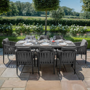 Milan 8-Seat Rectangular Dining Set - Charcoal