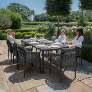Milan 8-Seat Rectangular Dining Set - Charcoal
