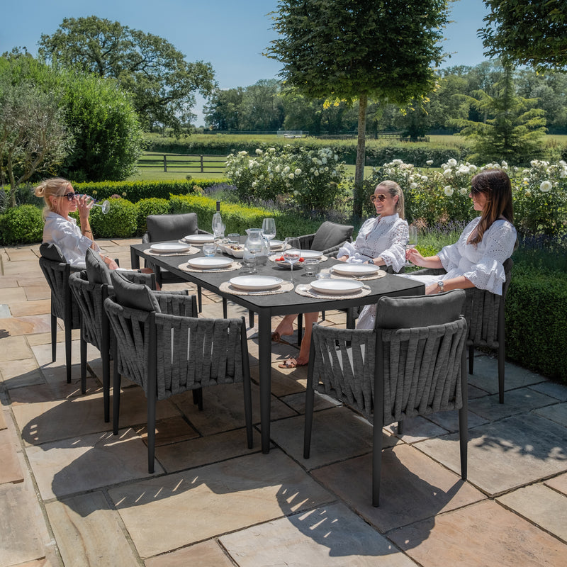 Milan 8-Seat Rectangular Dining Set - Charcoal