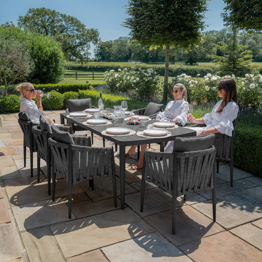 Milan 8-Seat Rectangular Dining Set - Charcoal