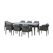 Milan 8-Seat Rectangular Dining Set - Charcoal