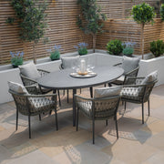 Maze Monaco Rope Weave 6 Seat Oval Garden Dining Set with Lazy Susan – Ceramic Glass