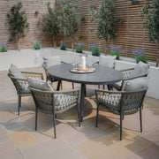 Maze Monaco 6 Seat Oval Rope Weave Dining Set – angle view