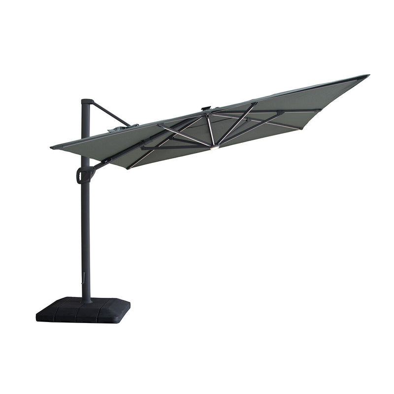 Maze Aramis Solar LED 3m x 4m Rectangular Cantilever Parasol - patio lifestyle