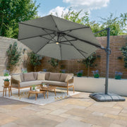 Maze Aramis Solar LED 3.5m Round Cantilever Parasol - Oil Green