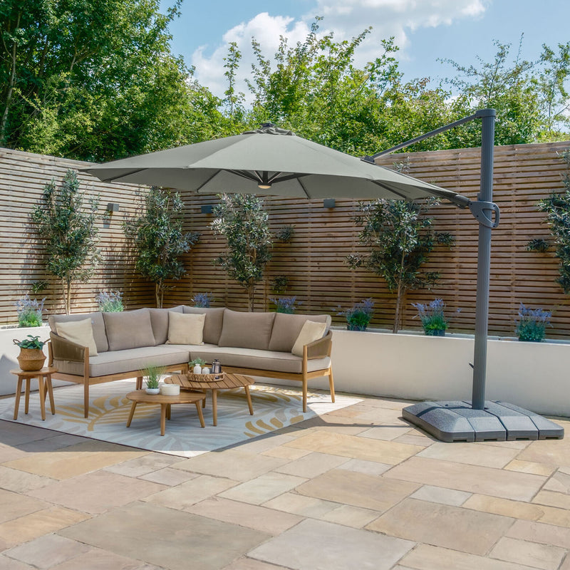 Maze Aramis Solar LED 3.5m Round Cantilever Parasol - side view