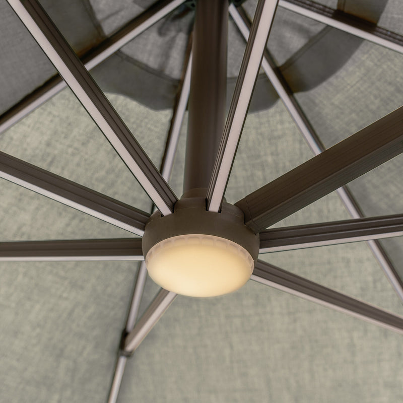 Maze Aramis Solar LED 3.5m Round Cantilever Parasol - canopy close-up