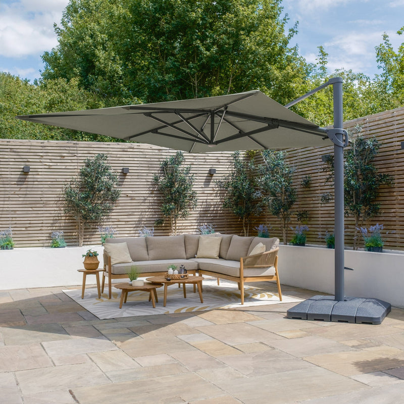 Maze Aramis Solar LED 3m x 4m Rectangular Cantilever Parasol - Oil Green