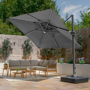 Maze Apollo Solar LED 3m x 3m Square Cantilever Parasol - Oil Green