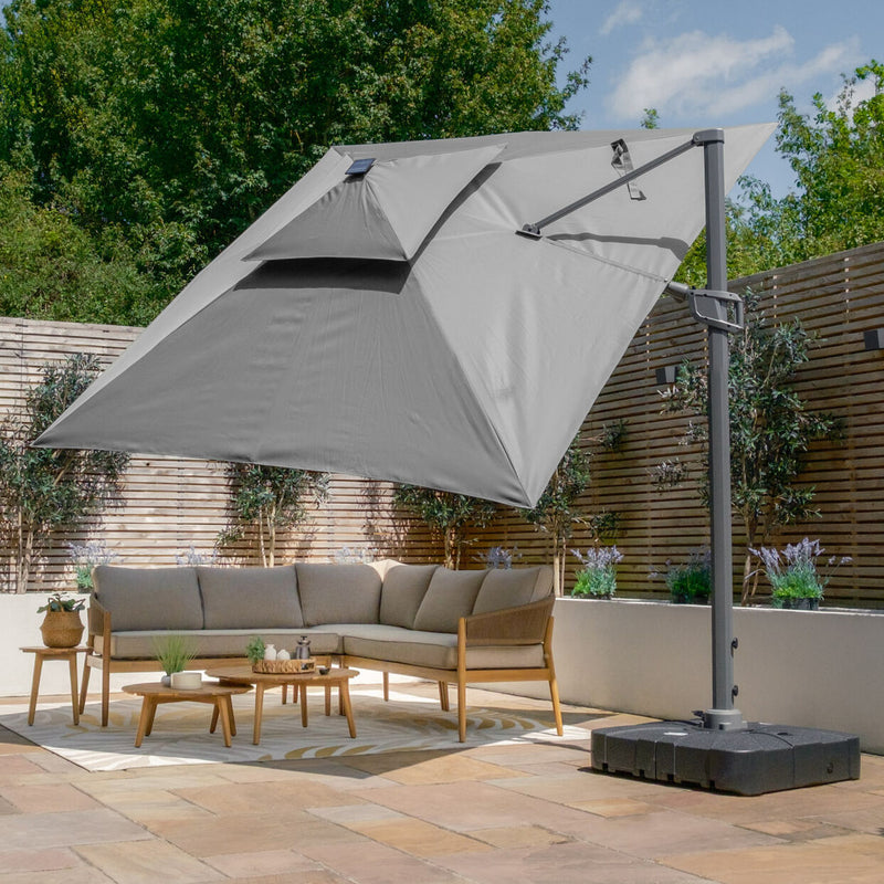 Maze Apollo Solar LED 3m x 3m Square Cantilever Parasol - canopy detail