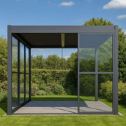 Maze Como Pergola Sliding Transparent PC Doors - 4m - Grey
