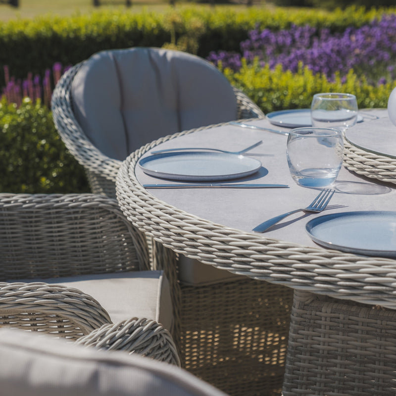 Maze Oxford 6 Seat Rattan Dining Set – lifestyle garden setting