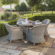 Maze Oxford Heritage 4 Seat Round Rattan Garden Dining Set with Ceramic Glass Table