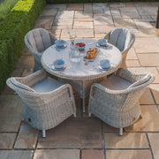 Maze Oxford Heritage 4 Seat Round Rattan Dining Set – side angle view