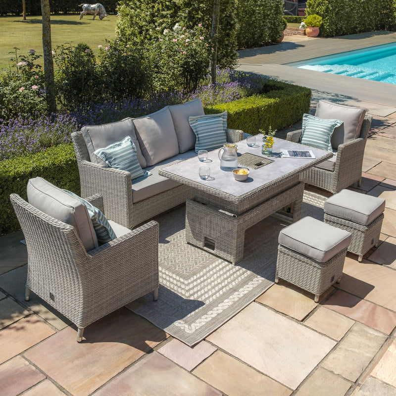 Maze Oxford Sofa Dining Set - Ceramic Glass