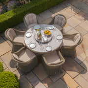 Maze Winchester 6 Seat Round Rattan Dining Set – angle view